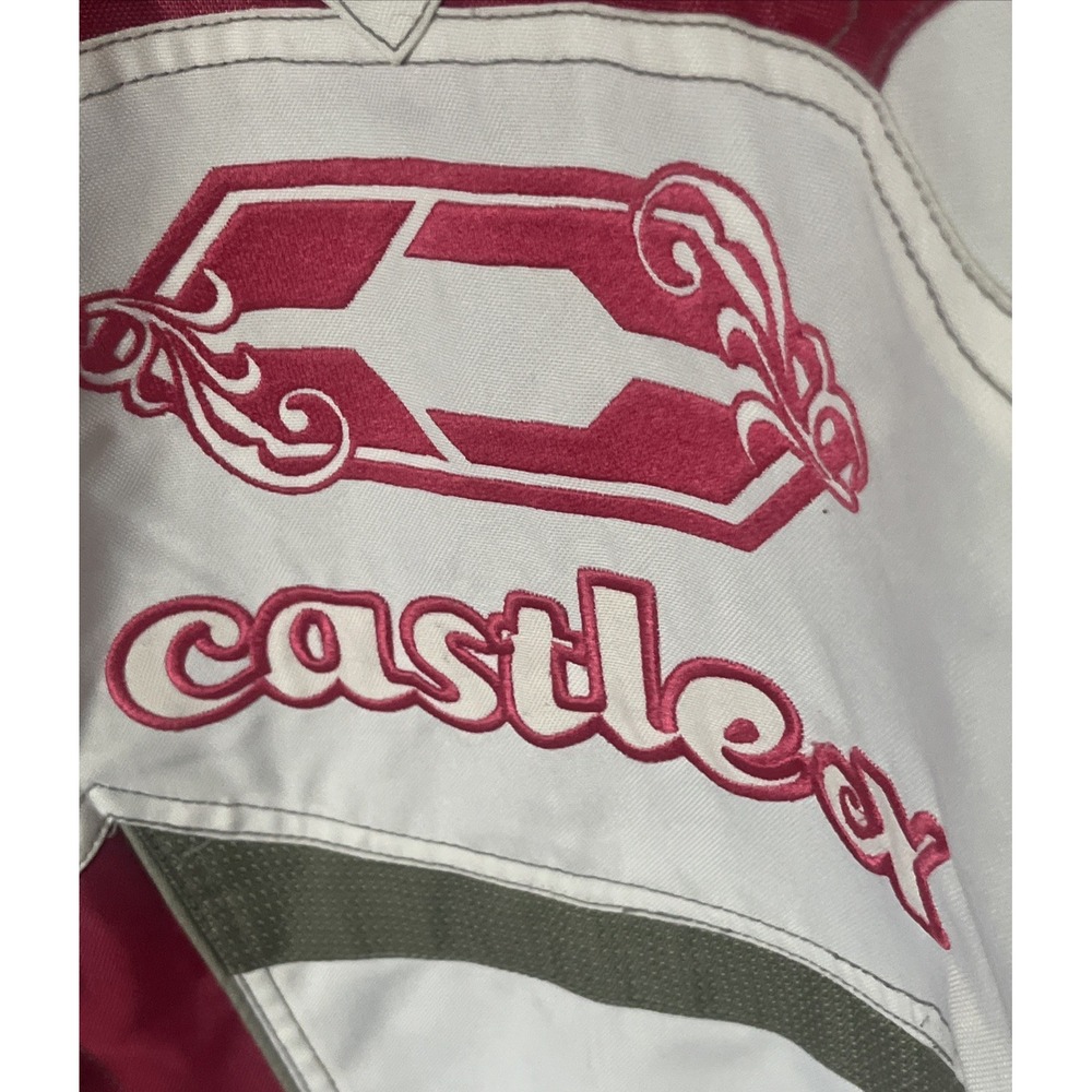 Castle X‎ Racing Snowmobile 1/4 Zip Pullover Jacket Women's M Pink White ❄️ EUC - Picture 2 of 16